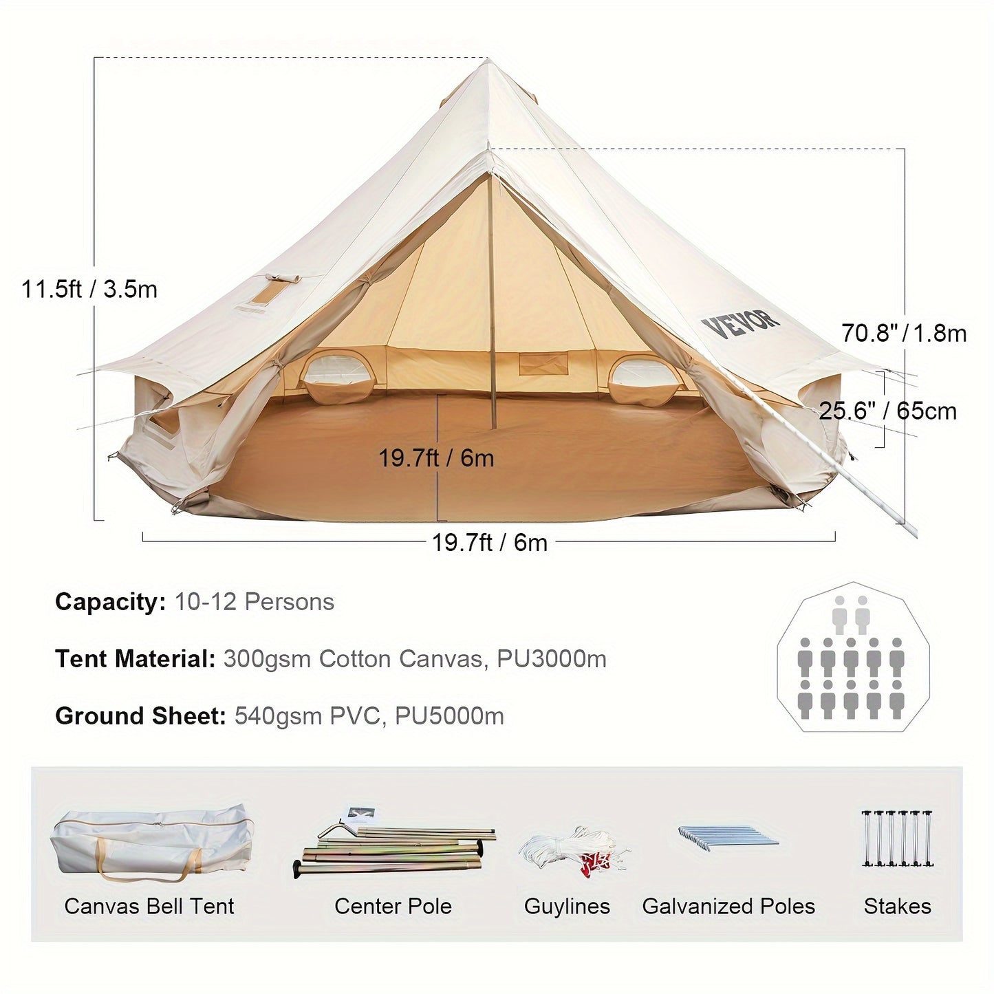 20 FT Canvas Bell Tent - lakescouleeoutdoors