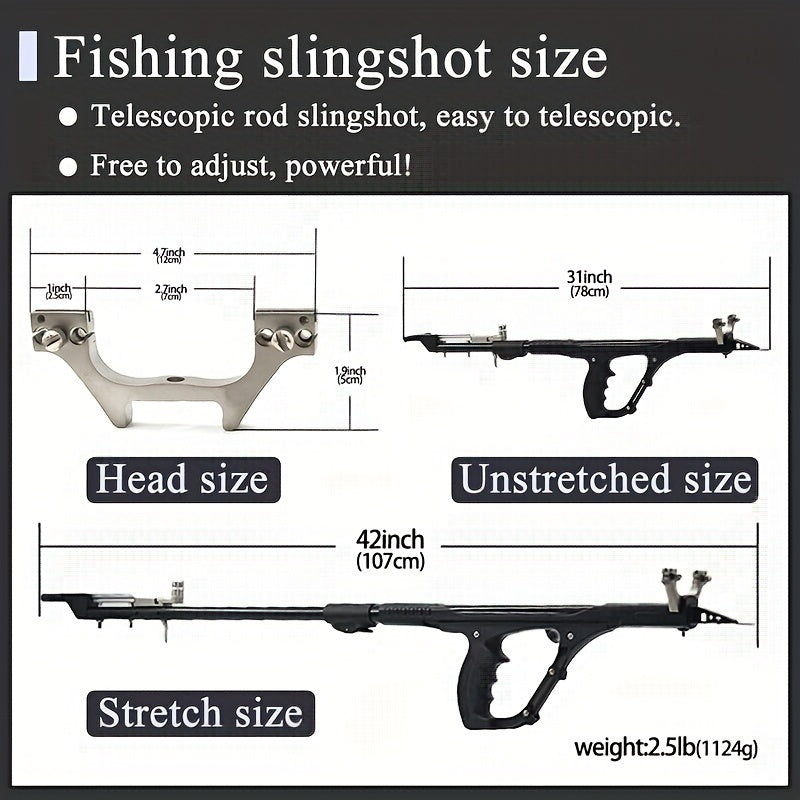 1 Set Fishing Slingshot, Telescopic Rod Slingshots for Adults, Multifunctional Slingshot with Rubber Band