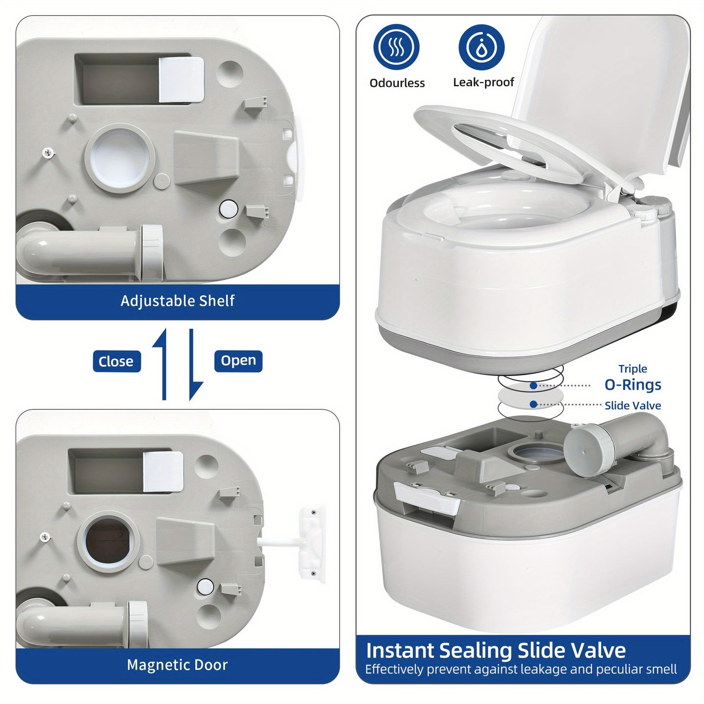 Portable 6.34 Gallon Camping Toilet