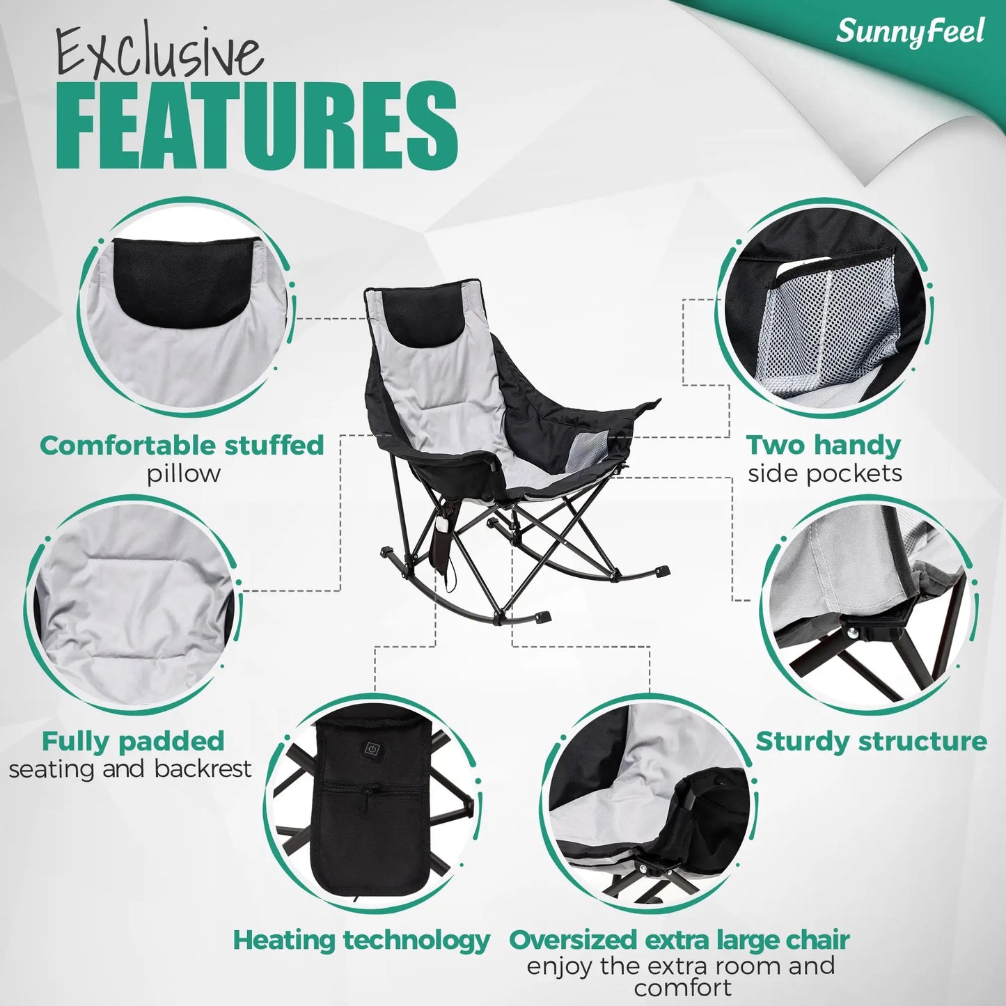 Oversized Heated Folding Rocking Chair