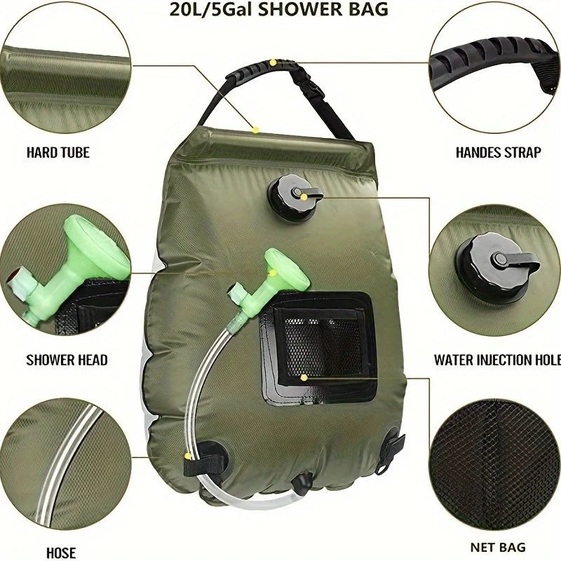 5-gallon solar-heated camping shower
