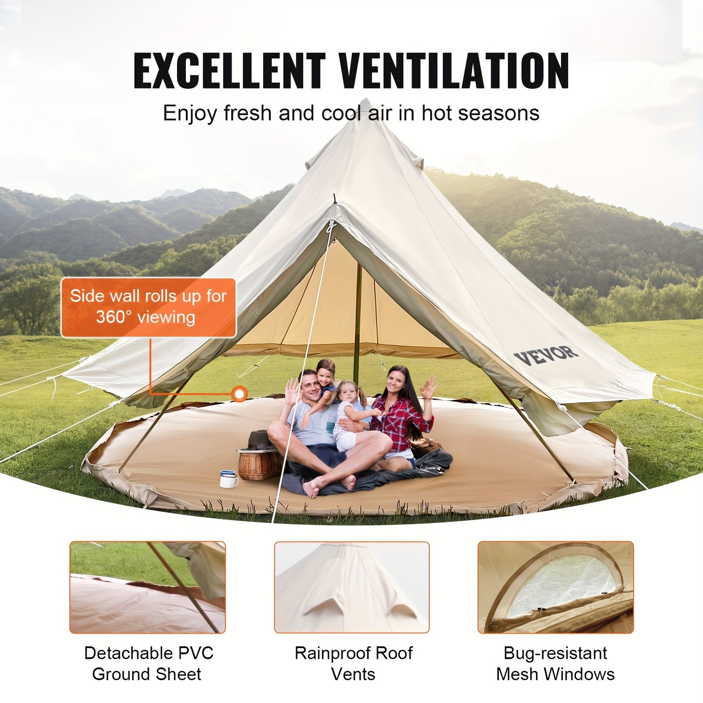 20 FT Canvas Bell Tent - lakescouleeoutdoors