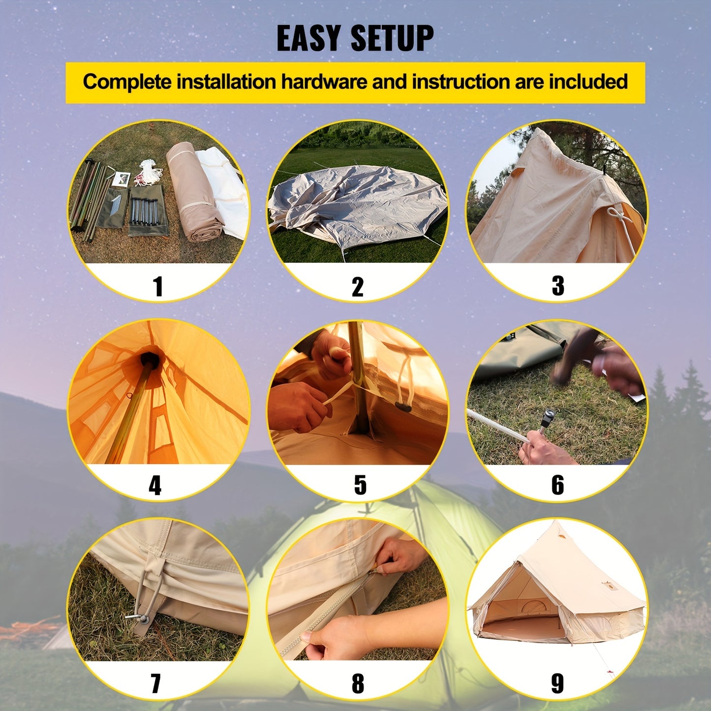 20 FT Canvas Bell Tent - lakescouleeoutdoors