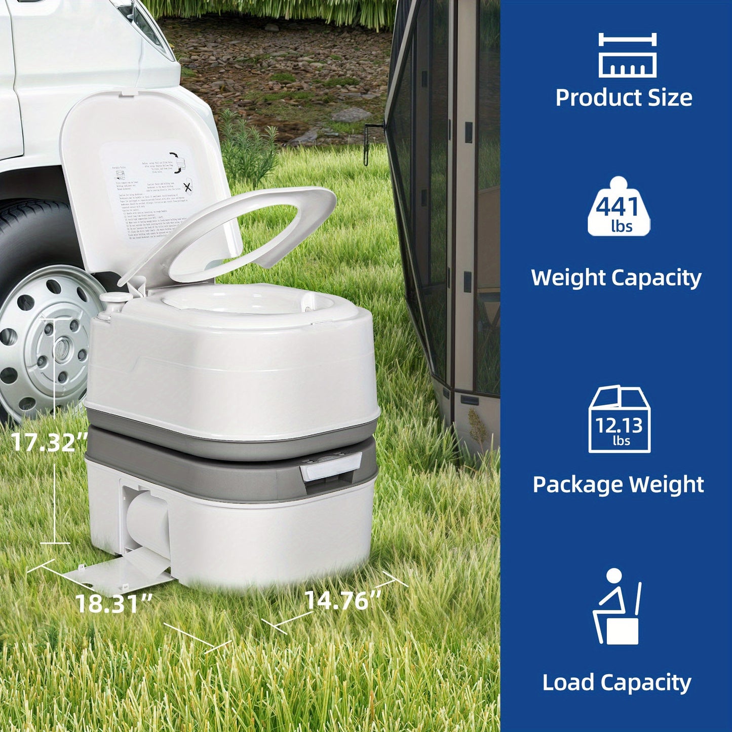 Portable 6.34 Gallon Camping Toilet