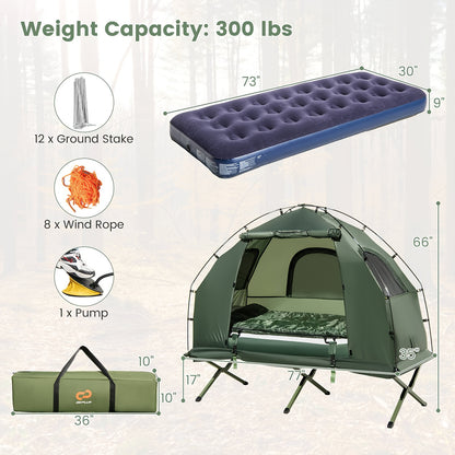Camping Tent Cot W/ Sleeping Bag, Air Mattress & Pillow - lakescouleeoutdoors
