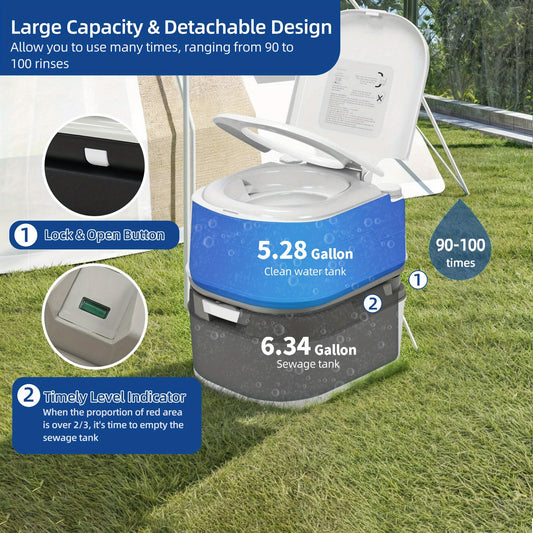 Portable 6.34 Gallon Camping Toilet