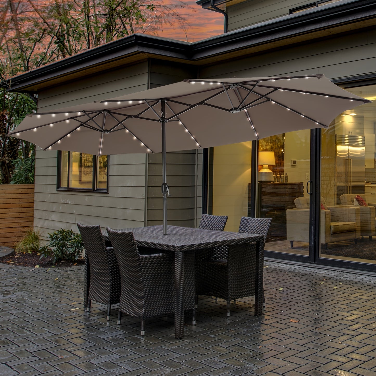 15FT Twin Patio Umbrella