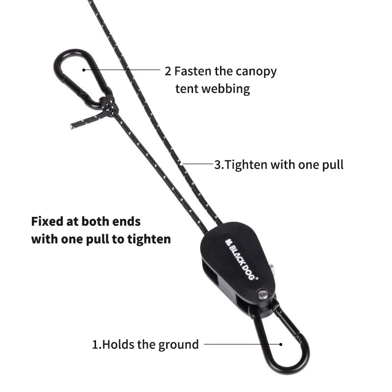 Wind Compensating Tent Rope Adjustment