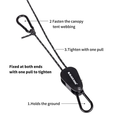 Wind Compensating Tent Rope Adjustment