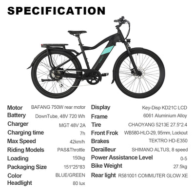 27.5" 750W Electric Bike - lakescouleeoutdoors