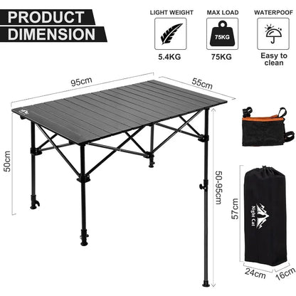 Large Camping Table with Storage Basket