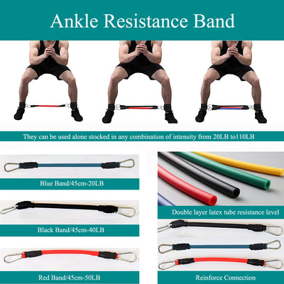 6Pcs Resistance Bands with Ankle Guard Strap