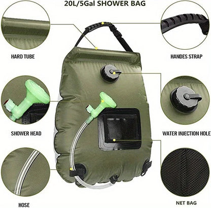 5-gallon solar-heated camping shower