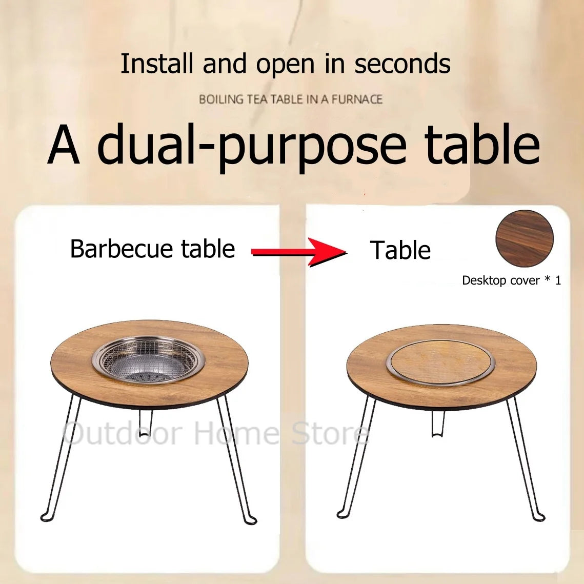 Folding Barbecue Round Table