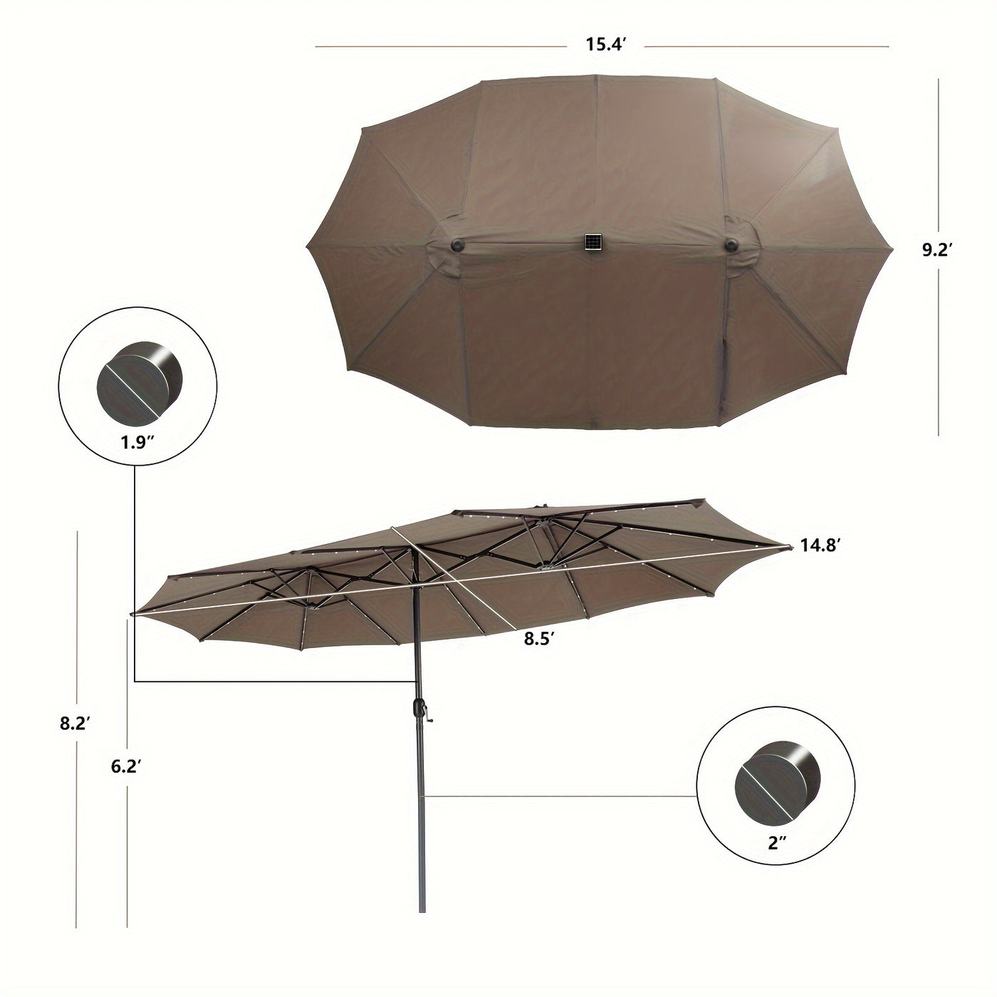 15FT Twin Patio Umbrella